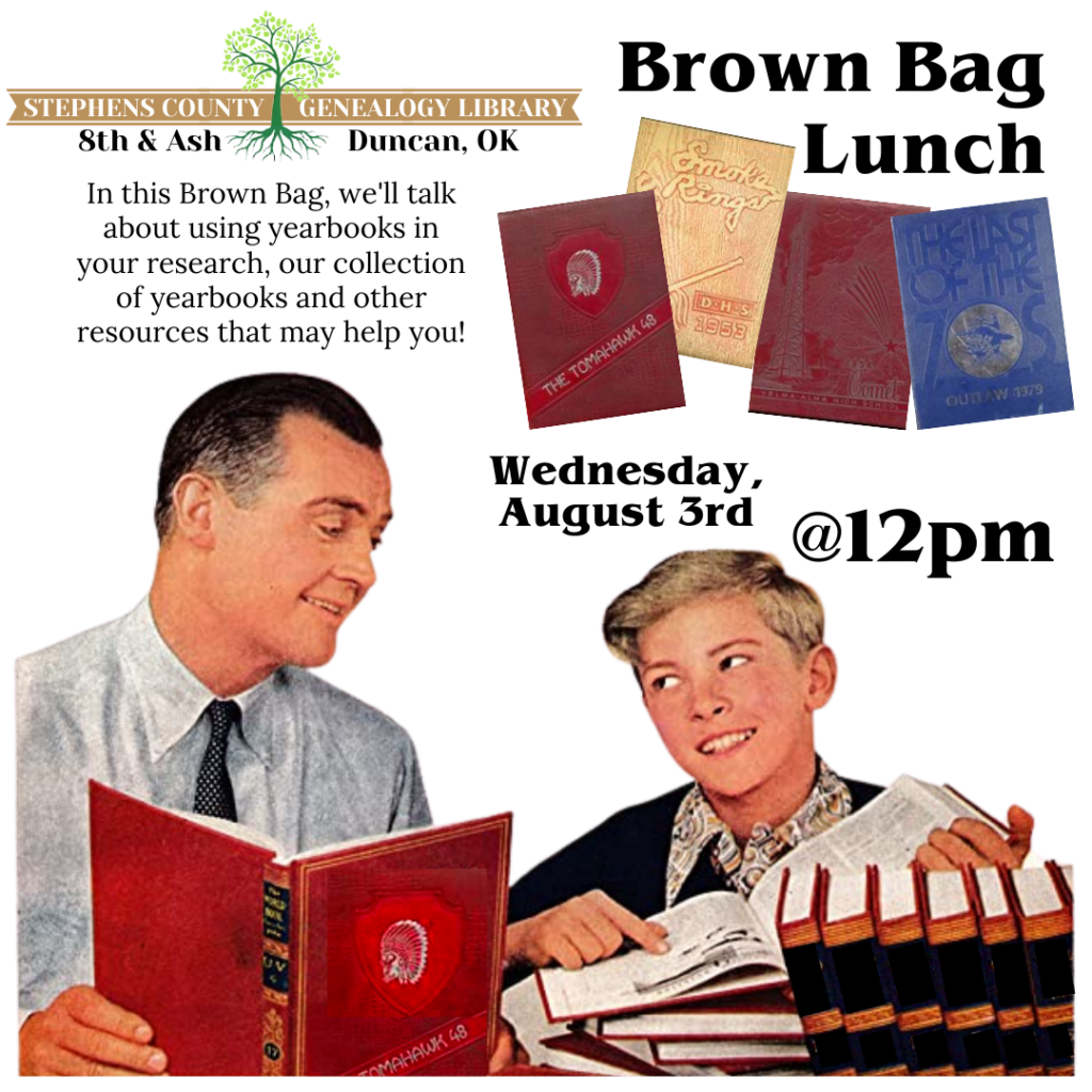 August Brown Bag Lunch: Yearbooks! @ Genealogy Library