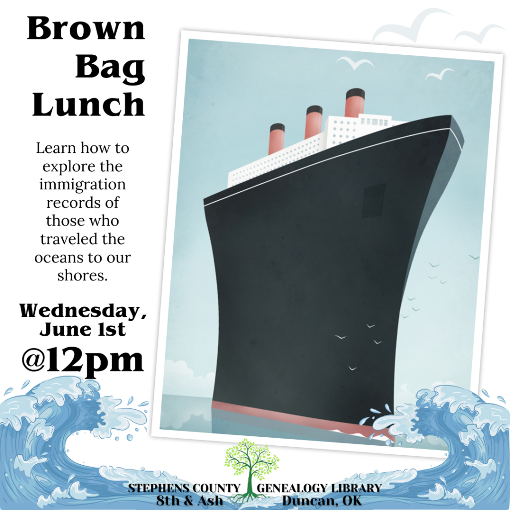 June Brown Bag Lunch: Immigration by Sea @ Genealogy Library