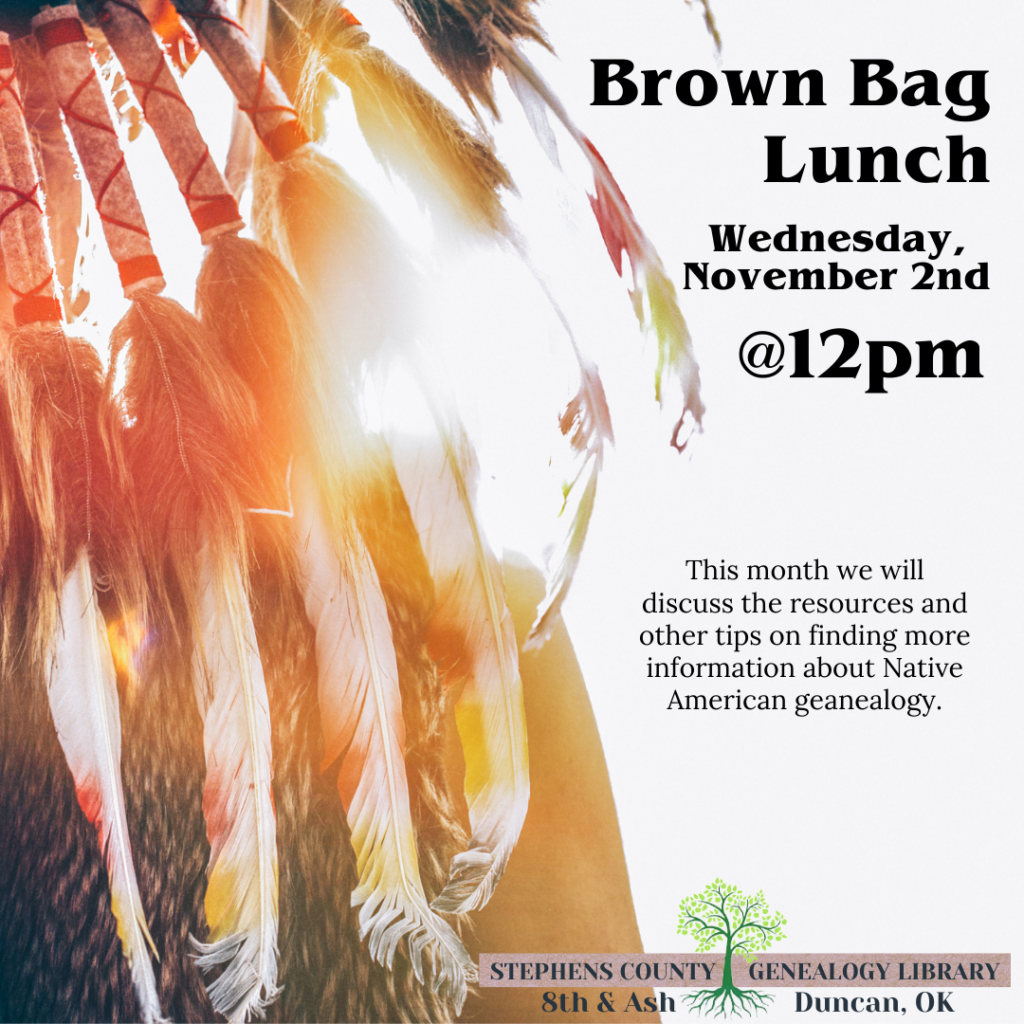 November Brown Bag Lunch: Native American Genealogy Resources @ Genealogy Library